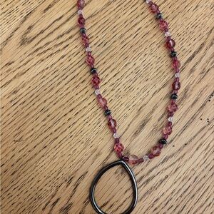 Elegant Beaded Necklace with Black Pendant